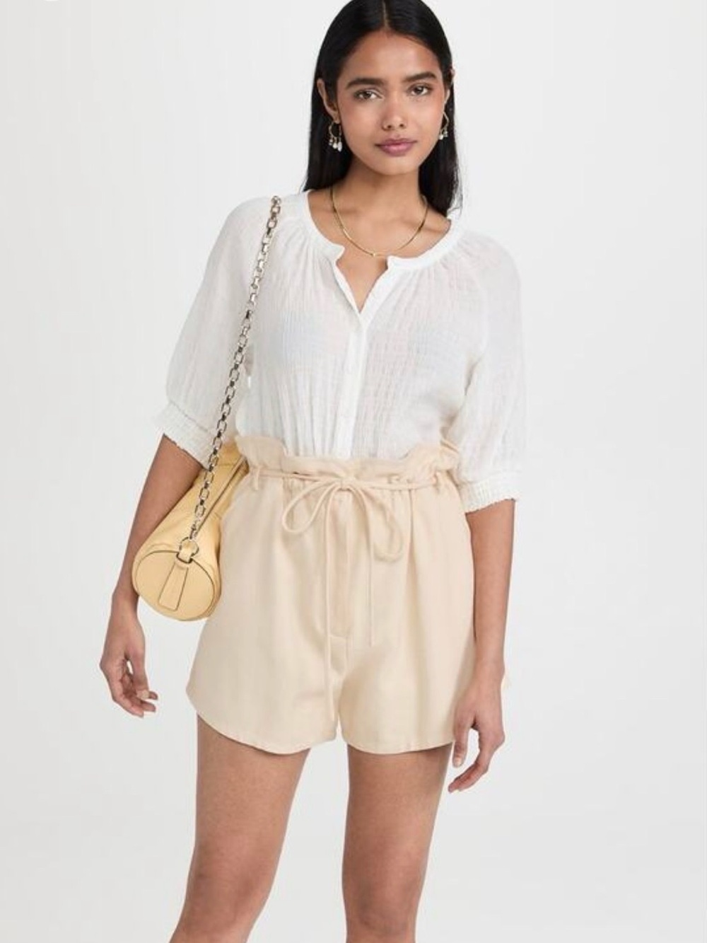 Ba&sh Lady Paperbag Shorts in Light Yellow